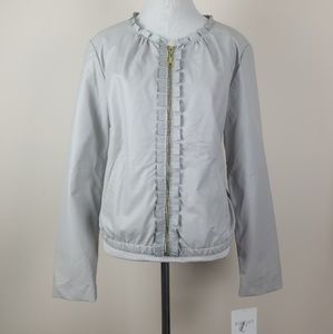 🆕️ Ellen Tracy FAUX LEATHER RUFFLED Zip up Jacket